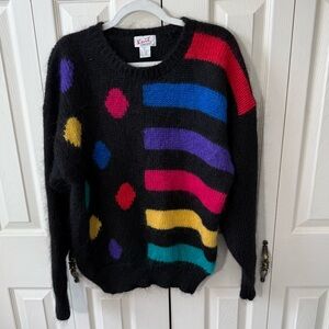 Vintage Knit Concepts Mohair Blend Colorblock Pullover Sweater Womens Size Large